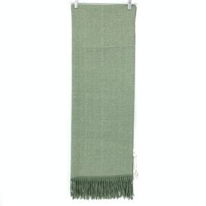 Pretty Persuasions Fringe Trim Rectangular Scarf Cream Green Chevron Pattern